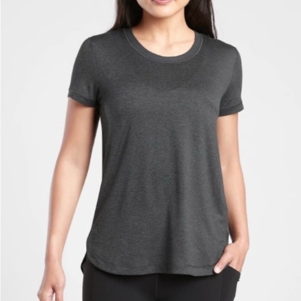 Athleta Uptempo Short Sleeve Tee - Charcoal Heather